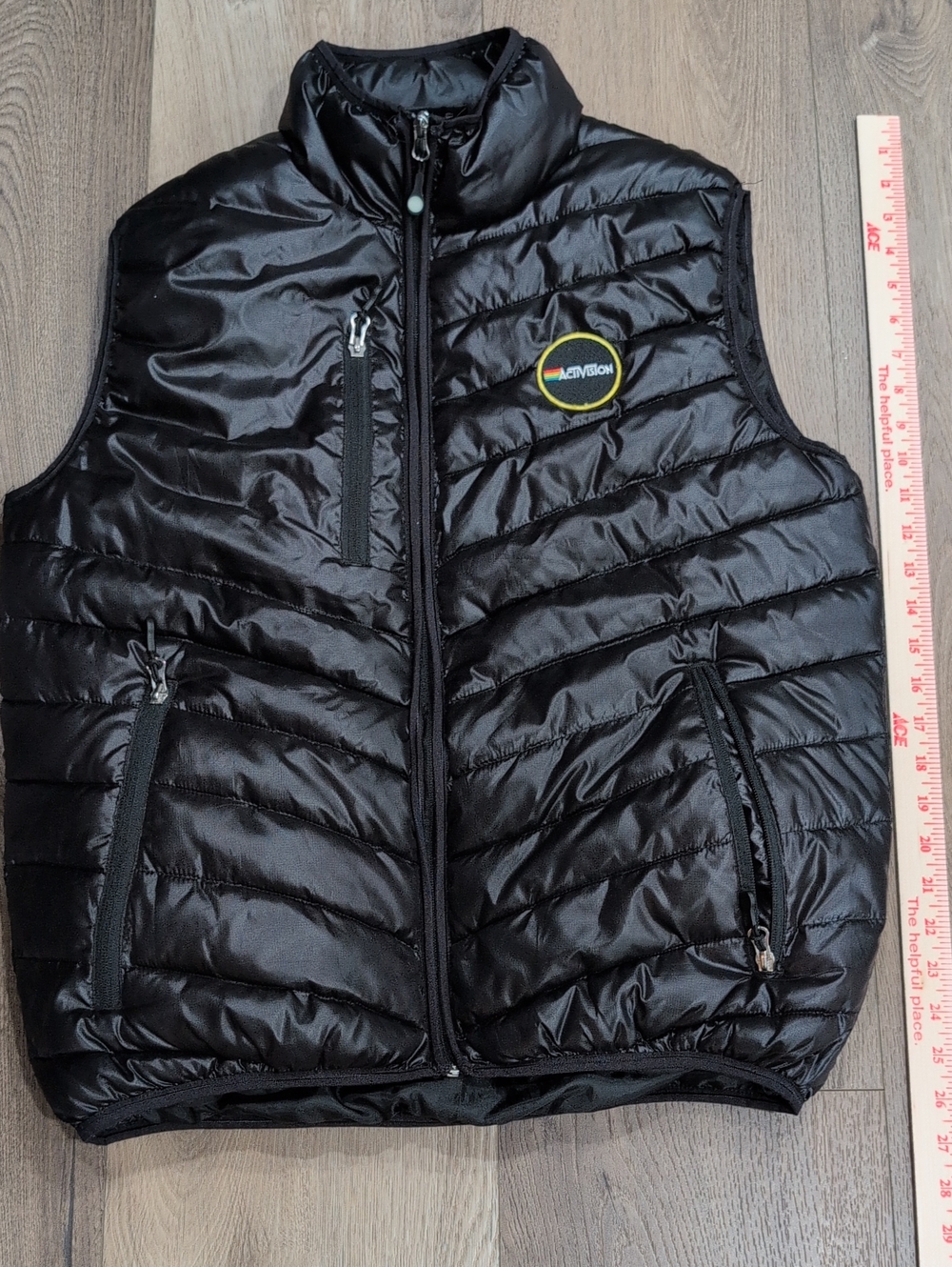 Men's Black Quilted Activision Puffer Vest with Zip Pockets